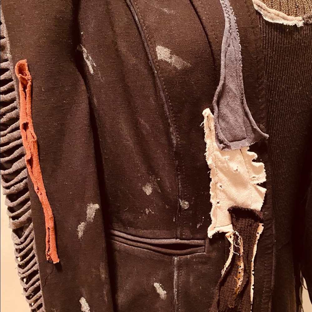 Upcycled Deconstructed Black Jacket. Medium - image 4